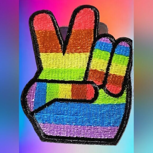 PEACE LGBTQ GAY & LESBIAN Pride Iron-On PATCH BADGE 2.5" x 3.5" Inc SET OF TWO - Picture 4 of 13
